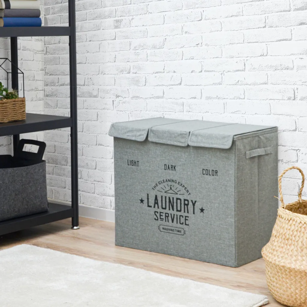 3 Fächer Wäschekorb Mit Deckel - 84L Wäschesammler Faltbar - 60x30x50 Wäschebox 3 3 Fächer Wäschekorb Mit Deckel - 84L Wäschesammler Faltbar - 60x30x50 Wäschebox – Bild 3