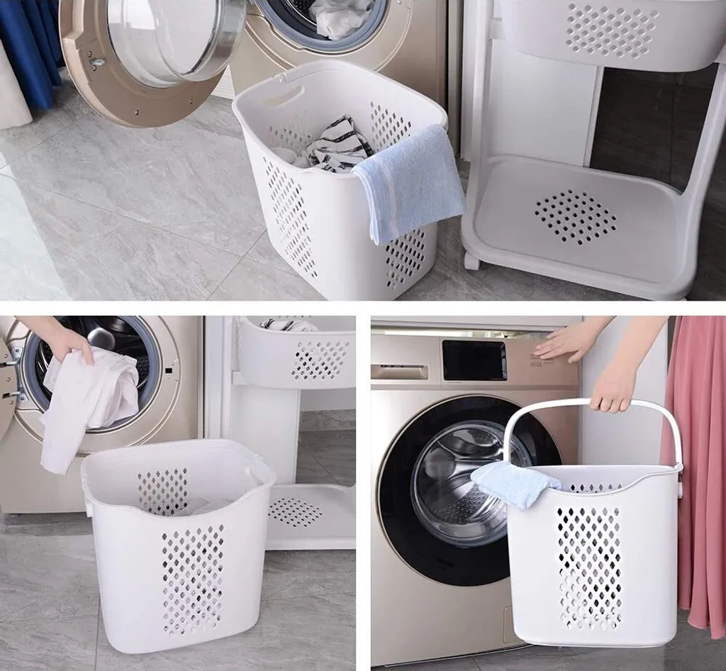 U. Uberlux Wäschekorb 2 Fächer Wäschekorbwagen Wäscheständer Kleiderständer Mehrstöckig Kunststoff Wäschekorb Mit Rollen Laundry Basket Kunststoffkorb Für Wäsche Wäschebox Wäschesammler Aufbewahrung Plastik Weiß 3 U. Uberlux Wäschekorb 2 Fächer Wäschekorbwagen Wäscheständer Kleiderständer Mehrstöckig Kunststoff Wäschekorb Mit Rollen Laundry Basket Kunststoffkorb Für Wäsche Wäschebox Wäschesammler Aufbewahrung Plastik Weiß – Bild 3