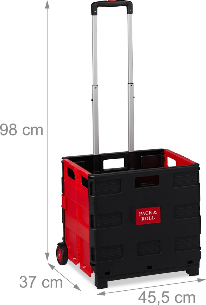 Relaxdays 1 X Einkaufstrolley Klappbar Rot 4 Relaxdays 1 X Einkaufstrolley Klappbar Rot – Bild 4