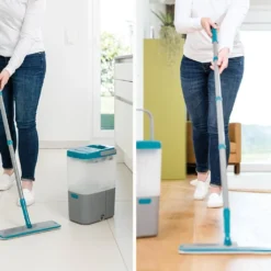 LIVINGTON Everclean Mop Mit Frischwasserpumpe | Bodenwischer Set Mit 2 Mikrofaserpads Und Eimer | Geeignet Für Alle Arten Von Böden Und Oberflächen | Das Original Aus Dem TV -Leifheit || Vileda || Wenko Verkaufsgeschäft 2a038f4dcbe51f048d29437492724dee