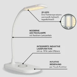 MAXXMEE LED-Tischleuchte Mit Wireless Charging - 3 Farbtemperaturen LED Tischleuchte Tischlampe Lampe USB Leuchte Wireless Touchfunktion Leselampe -Leifheit || Vileda || Wenko Verkaufsgeschäft 2aefdea126915f0d475a2eb9234ef42a