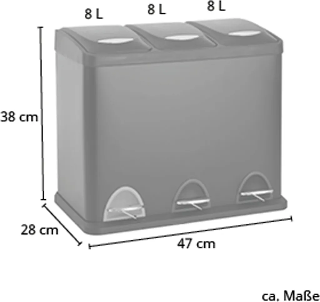 SVITA TC3X8 24 L Treteimer Abfalleimer Mülleimer Pulverbeschichteter Stahl Schwarz 3 SVITA TC3X8 24 L Treteimer Abfalleimer Mülleimer Pulverbeschichteter Stahl Schwarz – Bild 3
