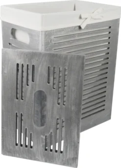 Wäschekorb Wäschetonnen Wäschetruhe Holz MDF Ice Grau Silver 66L Mit Bezug Handgriff Deckel 40x30 H.55 -Leifheit || Vileda || Wenko Verkaufsgeschäft 2f27b480a4eb1e4619b5cfaeff86f9da