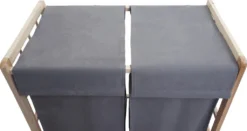 Wäschesammler HWC-B60, Laundry Wäschebox Wäschekorb, Massiv-Holz 2 Fächer 60x60x33cm 68l Hellbraun, Bezug Grau -Leifheit || Vileda || Wenko Verkaufsgeschäft 2f8382cdfaa733a1c20eb6c5d90a8dcd