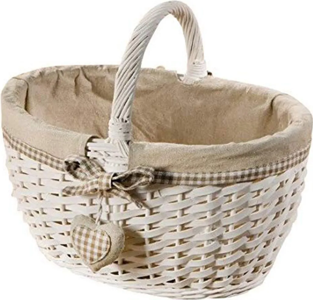 Bügelkorb "Liebesherz" Weiß Aus Holz Mit Stoffeinlage Einkaufskorb 6 Bügelkorb "Liebesherz" Weiß Aus Holz Mit Stoffeinlage Einkaufskorb – Bild 6