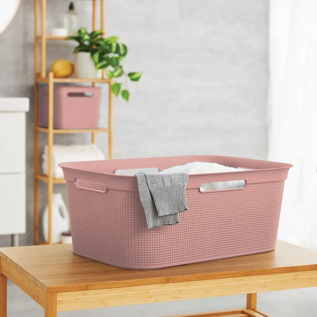 ROTHO 4er Set Wäschekorb 41l Brisen, Farbe:Linnea Pink Ged. 2 ROTHO 4er Set Wäschekorb 41l Brisen, Farbe:Linnea Pink Ged. – Bild 2