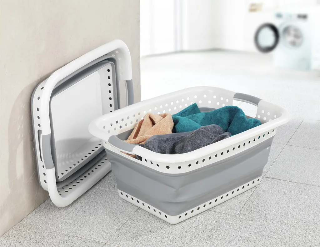 Wenko Wäschekorb Faltbar Weiß-grau 1 Wenko Wäschekorb Faltbar Weiß-grau