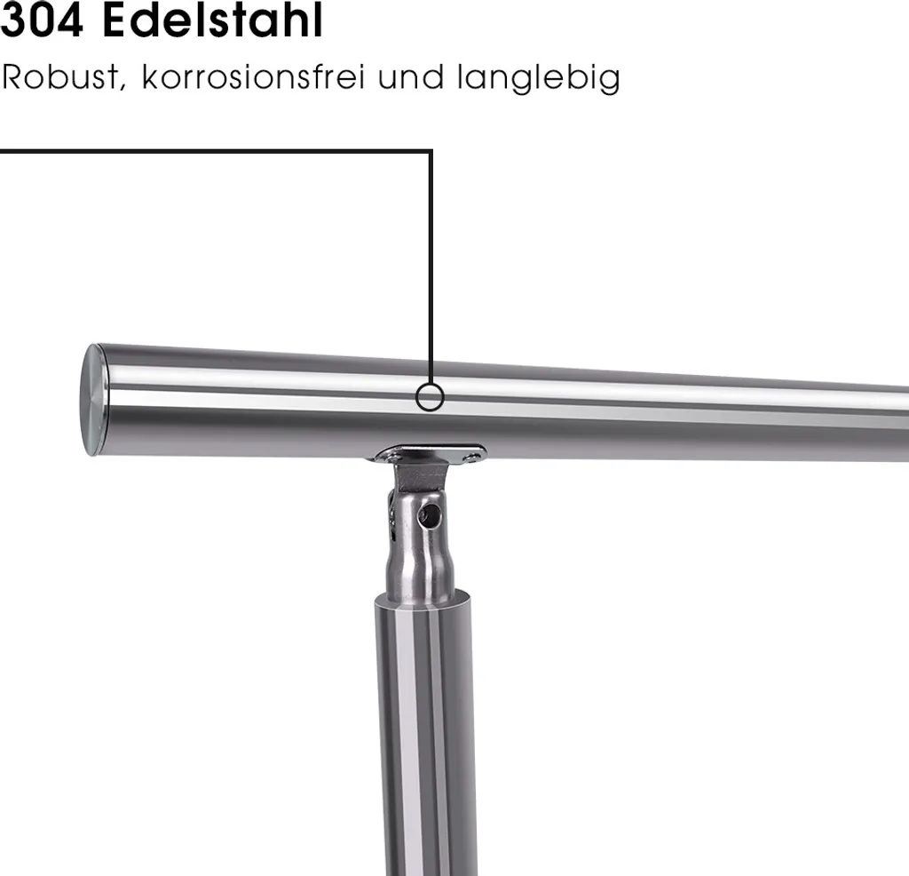 Iropro Treppengeländer Edelstahl Geländer 100cm Ohne Querstäbe Handlauf Balkongeländer Für Innen Außen 3 Iropro Treppengeländer Edelstahl Geländer 100cm Ohne Querstäbe Handlauf Balkongeländer Für Innen Außen – Bild 3