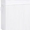 VidaXL Bambus-Wäschekorb Mit 2 Fächern Weiß 100 L