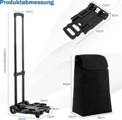 COSTWAY 2in1 Einkaufswagen & Trolley Mit 38L-Fassungsvermögen, 3-stufig Höhenverstellbarer Einkaufsroller Mit 2 Rädern & 2 Seitentaschen & Reißverschlusstasche, Bis 60kg Belastbar Schwarz -Leifheit || Vileda || Wenko Verkaufsgeschäft 3c13fcd5c8228a86e1d30da8f1e018c2