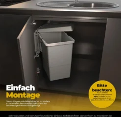 Eleganca Einbaumülleimer 1x 24L – Ausziehbarer Abfalleimer Küche – Einbauabfalleimer Trennsystem – Mülleimer – Abfallsammler Grau – B34,1 X T26 X H46,6 Cm -Leifheit || Vileda || Wenko Verkaufsgeschäft 3d3ce6849ececb08f61ed39c573a38c6