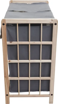 Wäschesammler HWC-B60, Laundry Wäschebox Wäschekorb, Massiv-Holz 2 Fächer 60x60x33cm 68l Hellbraun, Bezug Grau -Leifheit || Vileda || Wenko Verkaufsgeschäft 3dc0cb54db9884297dcb7bbd8ca4bb67