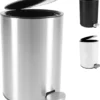 Bamodi Kosmetikeimer – 3l-Edelstahl-Treteimer Mit Absenkautomatik – Silber (gebürstet)
