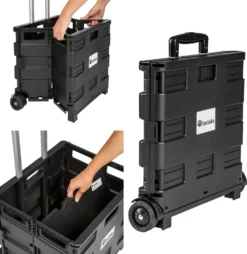Tectake Einkaufstrolley Klappbar - Schwarz -Leifheit || Vileda || Wenko Verkaufsgeschäft 3ee888484f0ea7870f04136cf1141d66
