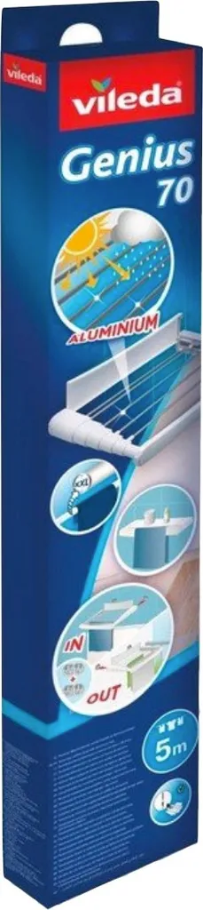 Vileda Genius 70 Wand-Wäscheständer Aus Aluminium Und Harz, 5 Meter Aufhängefläche, 2 Paar Wandhalterungen Inklusive, Offene Maße 70 X 38 X 8 Cm, Farbe Weiß 7 Vileda Genius 70 Wand-Wäscheständer Aus Aluminium Und Harz, 5 Meter Aufhängefläche, 2 Paar Wandhalterungen Inklusive, Offene Maße 70 X 38 X 8 Cm, Farbe Weiß – Bild 7