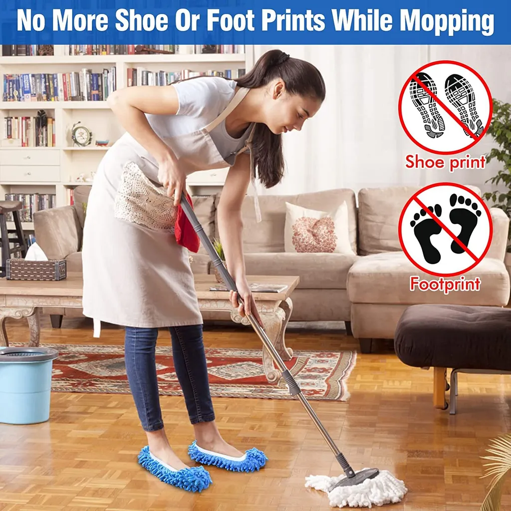 5 Paar Mop Hausschuhe Für Die Bodenreinigung, Waschbare Wiederverwendbare Mop Socken Faule Schuhe, Staub Haarreiniger, Wischmops 6 5 Paar Mop Hausschuhe Für Die Bodenreinigung, Waschbare Wiederverwendbare Mop Socken Faule Schuhe, Staub Haarreiniger, Wischmops – Bild 6