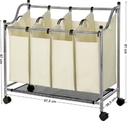 SONGMICS Wäschekorb Mit 4 Fächern Beige 140 L Faltbar Eisengetsell 4 ×35 L Wäschesortierer Wäschebox Wäschewagen Wäschesammler Aus Polyester LSF005S -Leifheit || Vileda || Wenko Verkaufsgeschäft 405076c87afb628959dd75a474c49df2