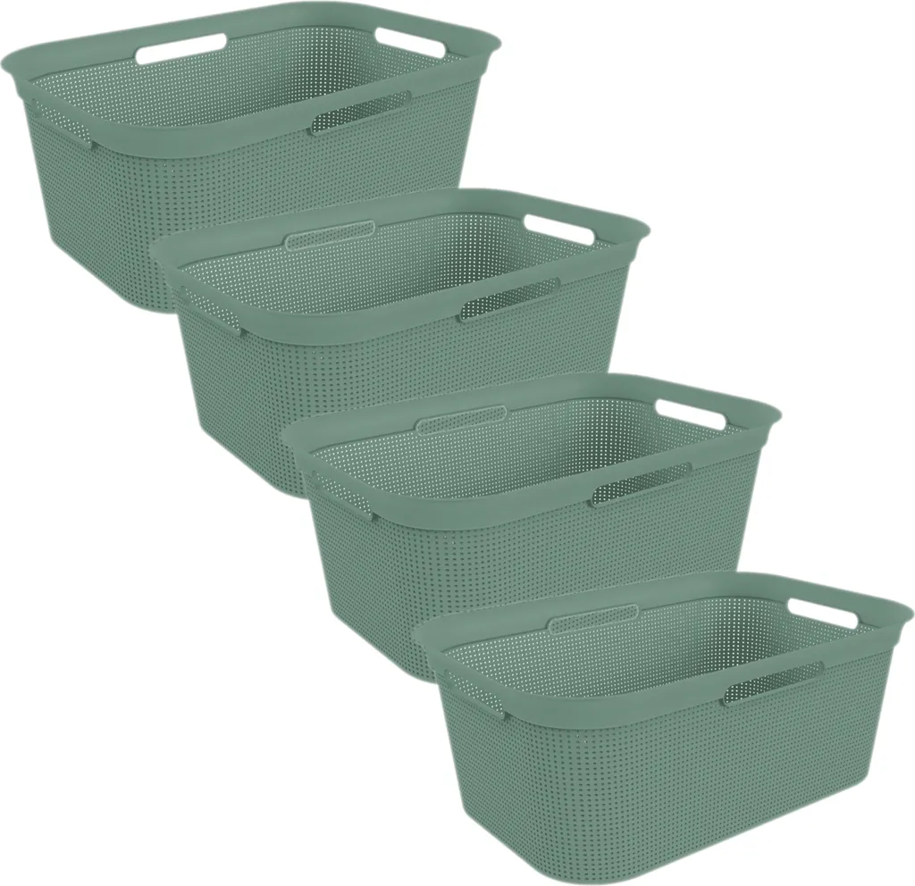 ROTHO 4er Set Wäschekorb 41l Brisen, Farbe:Mistletoe Grün 1 ROTHO 4er Set Wäschekorb 41l Brisen, Farbe:Mistletoe Grün