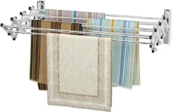 COSTWAY Wäscheständer Zur Wandmontage, Wandtrockner Ausziehbar Aus Edelstahl Mit 8 Stangen, Platzsparender Wandwäschetrockner, Tragkraft 25 Kg, Für Waschküche, Badezimmer