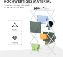 HOMCOM Wäscheständer Faltbar 8-stufiger Trockengestell Trockenständer Metall Kunststoff Weiß 74 X 35 X 144 Cm 12 HOMCOM Wäscheständer Faltbar 8-stufiger Trockengestell Trockenständer Metall Kunststoff Weiß 74 X 35 X 144 Cm -Leifheit || Vileda || Wenko Verkaufsgeschäft 41821289c485c269cf7ceb987564d6cf