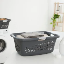 ROTHO 3er Set Wäschekorb 50l FLOWERS, Farbe:Anthrazit -Leifheit || Vileda || Wenko Verkaufsgeschäft 42c213771152e7914f4bcf0f04710c89