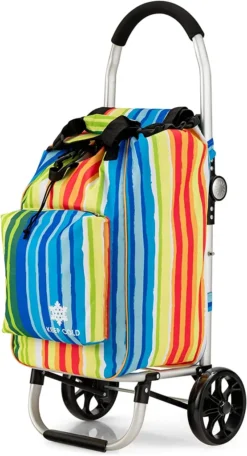 COSTWAY 53L Einkaufstrolley Mit Kühlfach Und 2 Haken, Einkaufswagen Klappbar, Handwagen Abnehmbare Einkaufstasche Zum Einkaufen, Campen, Transport