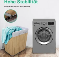 TOSANEO Bambus Wäschebox 100-Liter Faltbarer Wäschekorb Mit 2 Fächern Wäschesammler Mit Deckel Wäschetruhe Mit Großem Fassungsvermögen Natur -Leifheit || Vileda || Wenko Verkaufsgeschäft 469f6a173cb30b8d15290718ede7a2c1