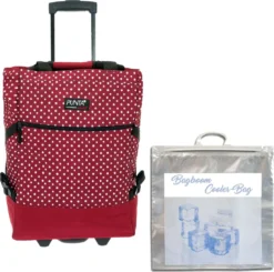 Einkaufstrolley Trolley Punta Wheel Einkaufsroller Einkaufswagen Shoppingtrolley Shopper EInkaufskorb Mit Rollen Und Gurten Trolly 10008-0220 Red Dots Punkte Rot + Bagboom Thermo TK Tasche