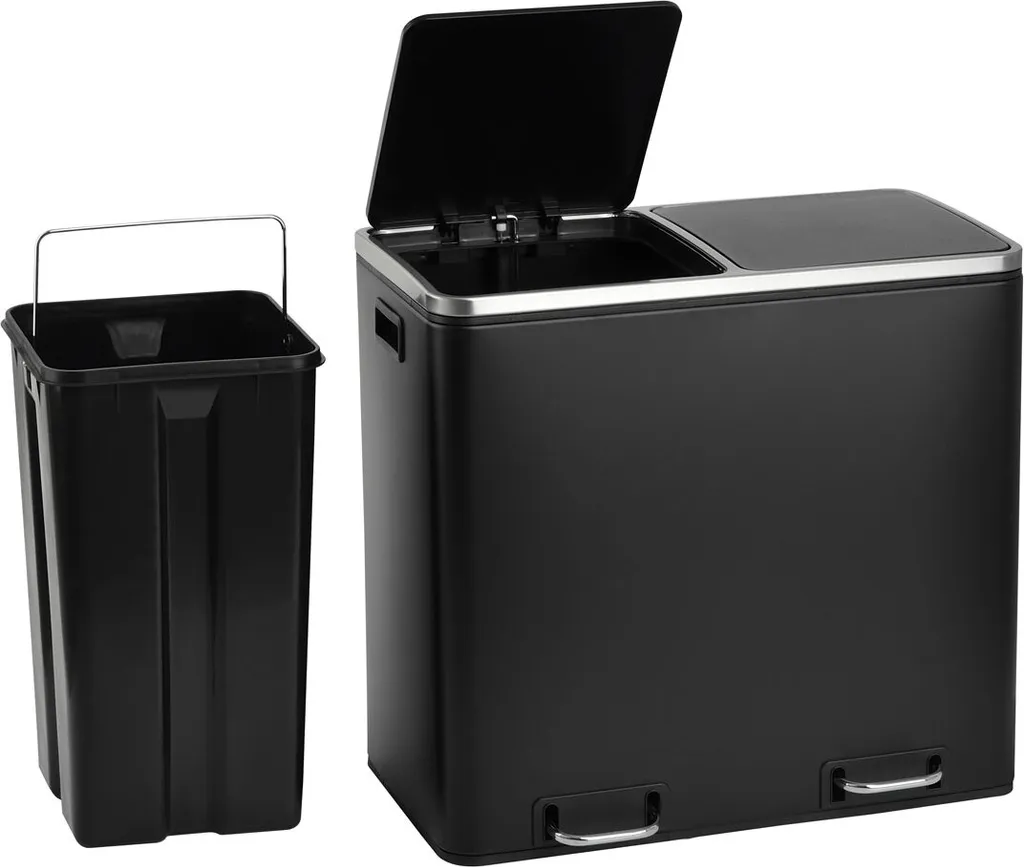 SVITA TM2X15 Treteimer 30 Liter 2x15L Schwarz Abfalleimer Mülleimer Mülltrennung Stahl 5 SVITA TM2X15 Treteimer 30 Liter 2x15L Schwarz Abfalleimer Mülleimer Mülltrennung Stahl – Bild 5