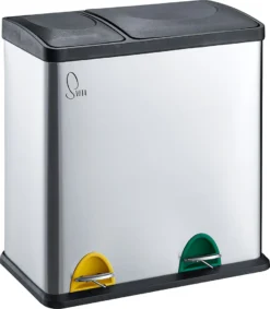 SVITA TC2Combo35 Mülleimer Edelstahl Abfalleimer Mülltrennung (12l + 23l) Silber Papierkorb