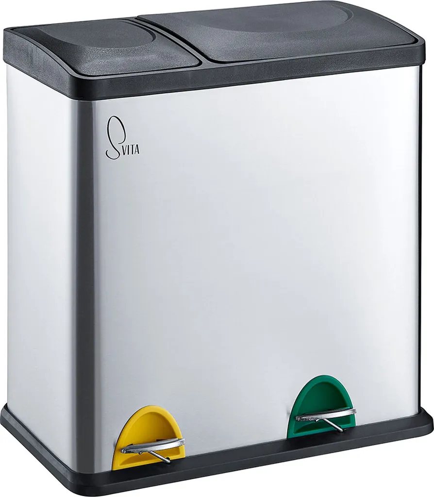 SVITA TC2Combo35 Mülleimer Edelstahl Abfalleimer Mülltrennung (12l + 23l) Silber Papierkorb 1 SVITA TC2Combo35 Mülleimer Edelstahl Abfalleimer Mülltrennung (12l + 23l) Silber Papierkorb