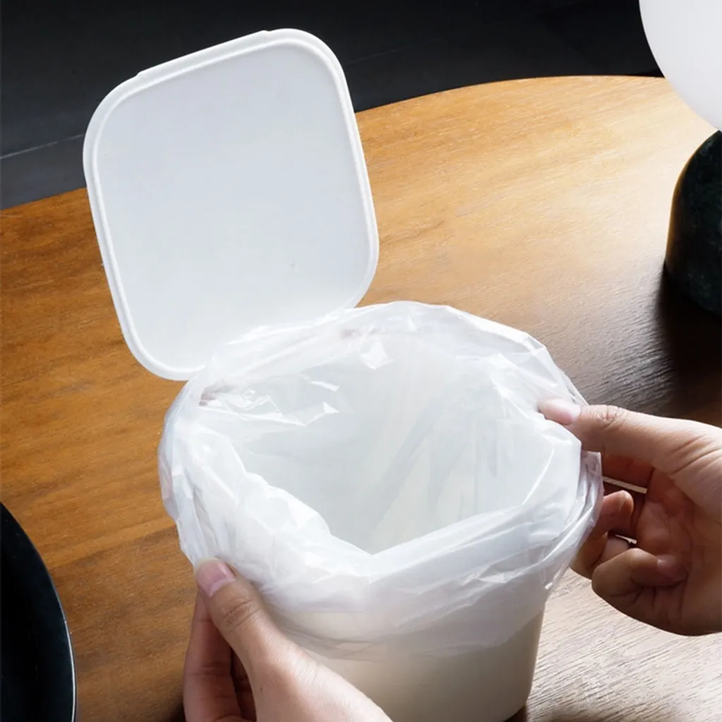 Mini Desktop Mülleimer Mit Deckel Clamshell Papierkorb Lagereimer Abfalleimer Weiß 4 Mini Desktop Mülleimer Mit Deckel Clamshell Papierkorb Lagereimer Abfalleimer Weiß – Bild 4