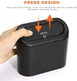 Kleiner Auto-Mülleimer, Auto-Aufbewahrungsbox, 2-teiliger Kleiner Wasserdichter Auto-Mülleimer Mit Deckel Tragbare Hängende Aufbewahrungsbox Für Autobüro (schwarz)