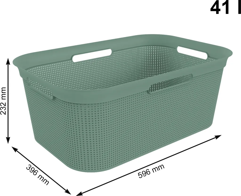 ROTHO 4er Set Wäschekorb 41l Brisen, Farbe:Mistletoe Grün 3 ROTHO 4er Set Wäschekorb 41l Brisen, Farbe:Mistletoe Grün – Bild 3