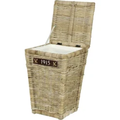 Korb Kubu Grau Rattan Wäschekorb Wäschesammler Wäschetrommel Mit Entnehmbarer Tasche