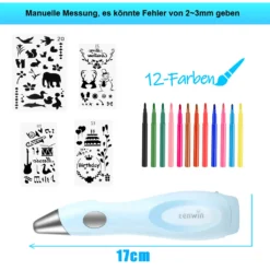 Speed Spray Kunst Elektrische Airbrush Für Kinder Mit 12 Filzstiften & 4 Schablonen,Wasserstifte Waschbar Ungiftig, Airbrush Fun Farben Sprühen Für Kinder (Blau) -Leifheit || Vileda || Wenko Verkaufsgeschäft 4c7eef130d8967e792a13939b8ed9ec2