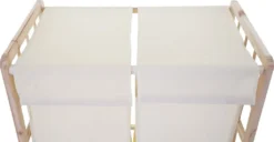 Wäschesammler HWC-B60, Laundry Wäschebox Wäschekorb, Massiv-Holz 2 Fächer 60x60x33cm 68l Hellbraun, Bezug Creme -Leifheit || Vileda || Wenko Verkaufsgeschäft 4d9f4499998d1a0d67218b90fcc192f0