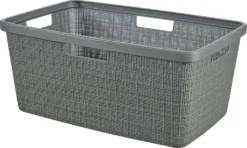 Curver Wäschekorb Jute 46 L, Grau, 70 % Recycelbar
