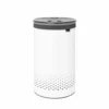 Brabantia Wäschebox Fresh White Mit Kunststoffdeckel, Wäschetonne, Stahl, Weiß, 60 Liter, 304880