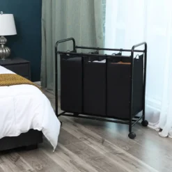 SONGMICS Wäschekorb Mit 3 Abnehmbaren Stofftaschen, 3 X 44 Liter, Wäschesortierer Wäschesammler, Schwarz LSF003B -Leifheit || Vileda || Wenko Verkaufsgeschäft 4ee892f9fe1326e16ed416b61806b827