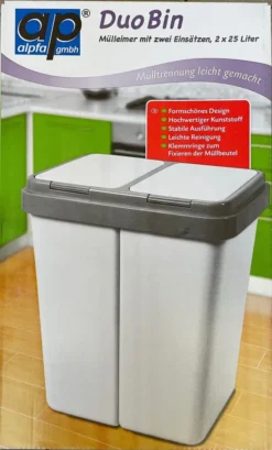 Alpfa 660337 Abfalleimer &quot Duo Bin&quot , 2 X 25 L -Leifheit || Vileda || Wenko Verkaufsgeschäft 4f08af679289e59445e375af34a60c58