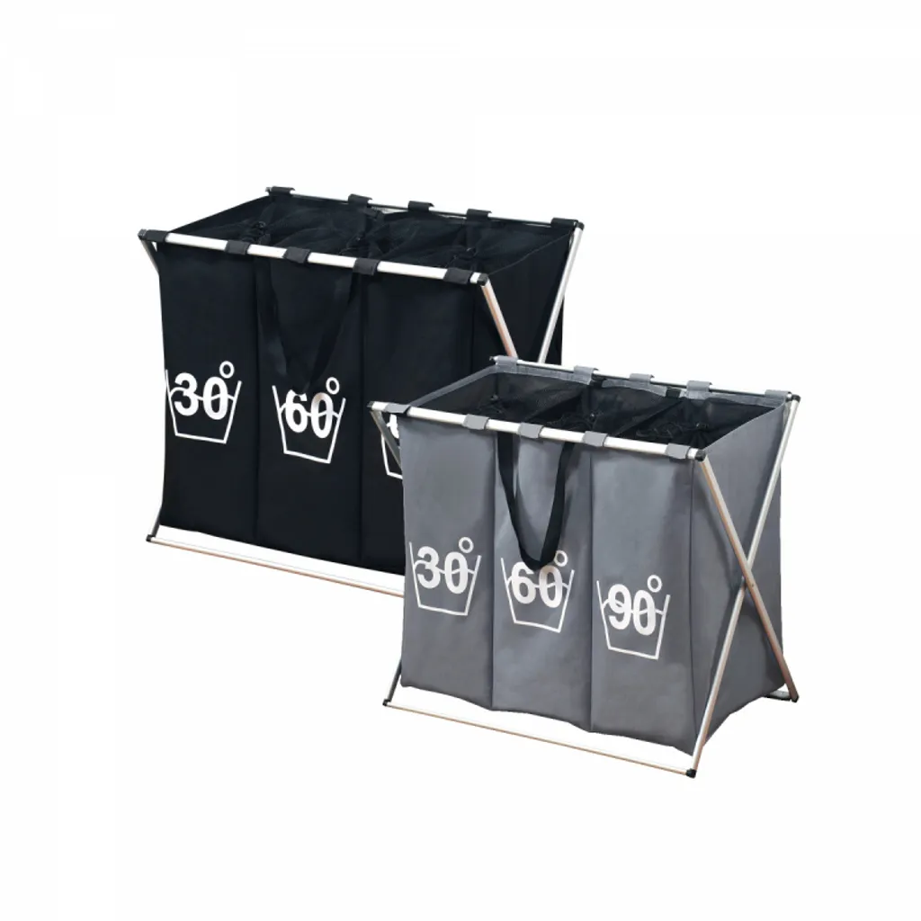 Kesper Wäschesammler Mit Dreifacher Einteilung, Trio, Schwarz 19590 6 Kesper Wäschesammler Mit Dreifacher Einteilung, Trio, Schwarz 19590 – Bild 6