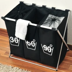 Kesper Wäschesammler Mit Dreifacher Einteilung, Trio, Schwarz 19590