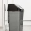 Abfalleimer Mit Schwingdeckel - 22 L / Klein - Mülleimer In Grau Mit Schwarzem Deckel - Müll Tonne Abfall Sammler