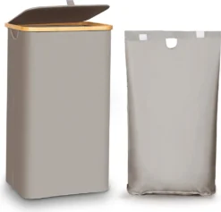 Adel Dream Wäschekorb Mit Deckel , Wäschekorb Kann Gefaltet Werden, Wäschetasche Kann Gefaltet Werden (100L, Dunkelgrau)