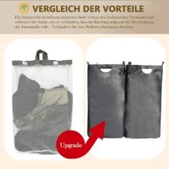 WAOHO Faltbarer Wäschekorb Mit Deckel 125L Mit 2 Fächern 54cmx33cmx70cm，Herausnehmbarem Wäschesack,faltbarem Bambusrahmen-Wäschesortierer Und Wasserdichtem Oxford-Tuch （Schwarz） -Leifheit || Vileda || Wenko Verkaufsgeschäft 571141280b7bf0b0ff7ac96a6f6ba0fe