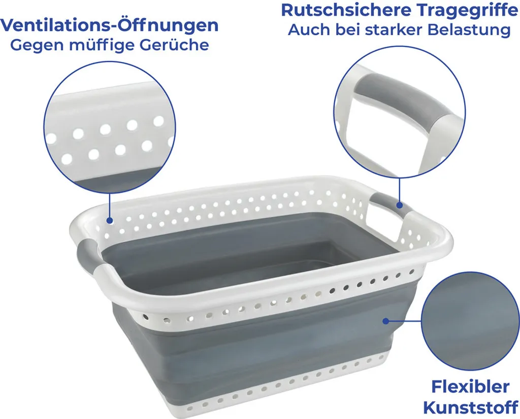 Wenko Wäschekorb Faltbar Weiß-grau 6 Wenko Wäschekorb Faltbar Weiß-grau – Bild 6