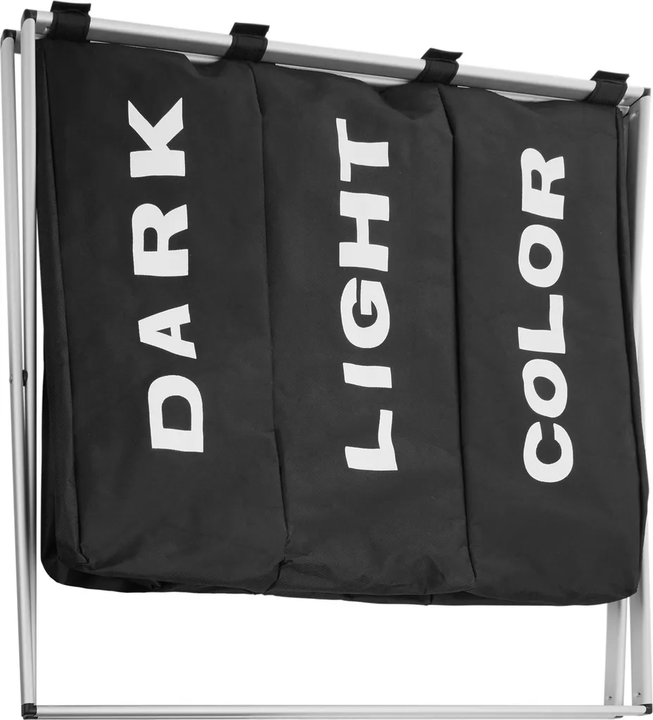 Tectake Wäschesammler Klappbar Mit 3 Fächern - Schwarz 7 Tectake Wäschesammler Klappbar Mit 3 Fächern - Schwarz – Bild 7