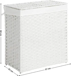 SONGMICS Wäschekorb Handgeflochten, 110L Wäschesammler Aus Synthetischem Rattan, Mit Deckel Und Griffen, Wäschesortierer, Faltbar, Wäschesack Herausnehmbar, Weiß LCB52WT -Leifheit || Vileda || Wenko Verkaufsgeschäft 57929dfa84b0958b1f7903006616651e
