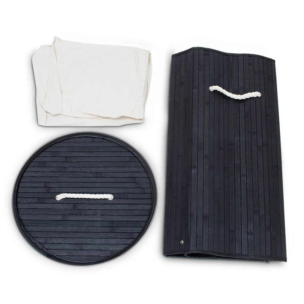 Relaxdays 1 X Wäschekorb Bambus Rund Schwarz 8 Relaxdays 1 X Wäschekorb Bambus Rund Schwarz – Bild 8